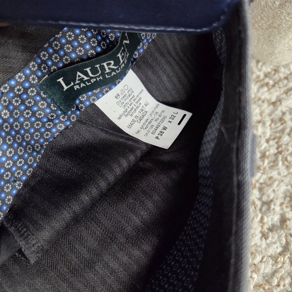 Lauren Ralph Lauren Dress Pants Mens 38x32 Gray Poly Blend Flat Front Trousers - Picture 3 of 7